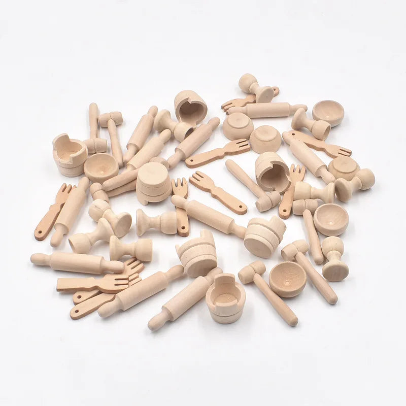 Puzzle Mini Toys DIY Wooden Tableware for Children