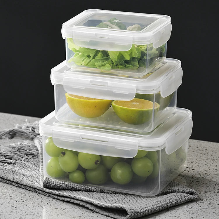 Stackable PP Microwavable Transparent Square Cold Food Storage Box Multifunctional for Kitchen Use
