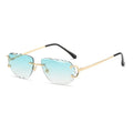 STORY DF1925 Metal Frame Trimming Sunglasses UV400 Blue Lens Tinted Sunglasses Fashion Rimless Shades for Women