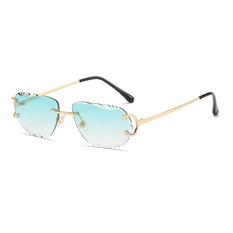 STORY DF1925 Metal Frame Trimming Sunglasses UV400 Blue Lens Tinted Sunglasses Fashion Rimless Shades for Women