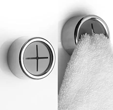 round Adhesive Wall Mount Hook Plastic Towel Holder for Bathroom Kitchen Home-Dish Towel Rack