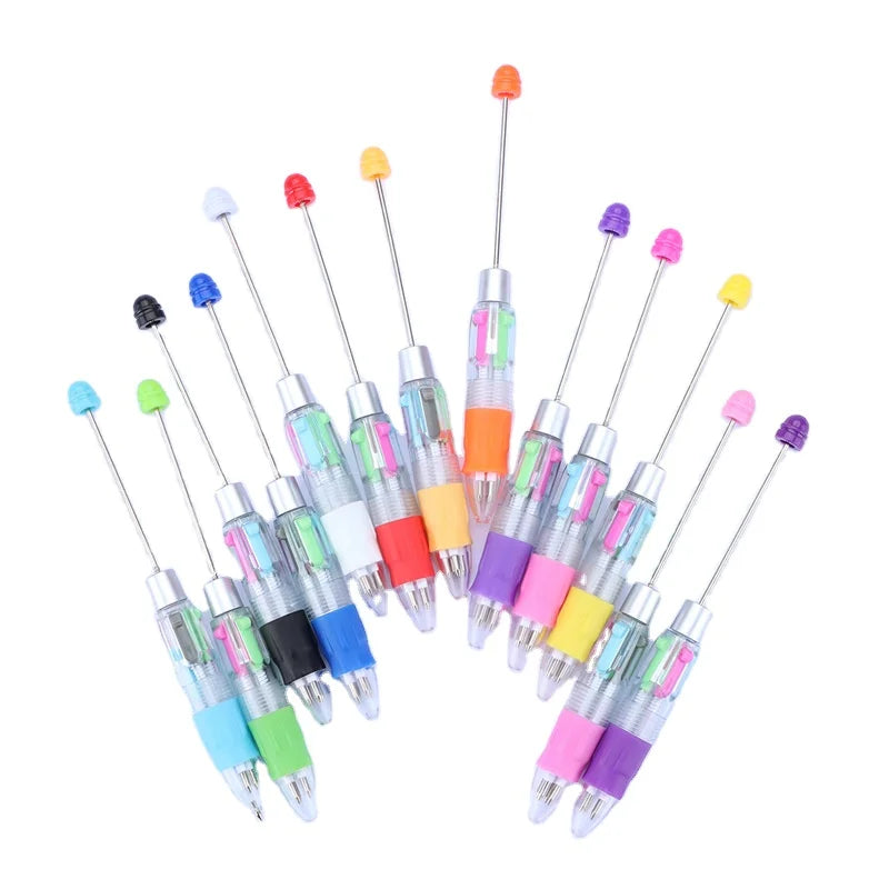 Classic Four-Color Beaded Pen Charm DIY Can Add Silica Gel Beads Diamond Head Pen for Ballpoint Pens