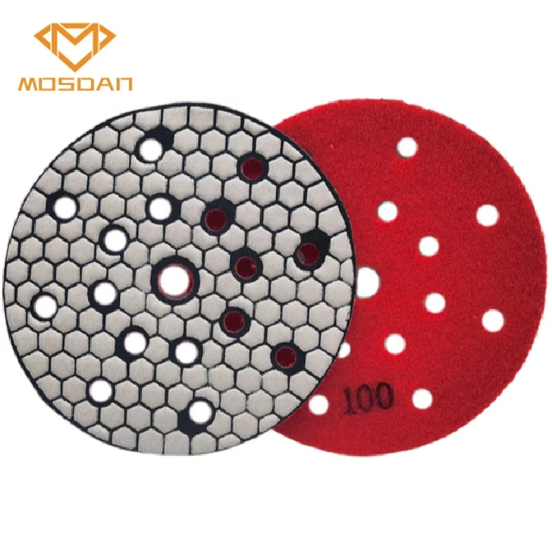 6 Inch 150mm Holes Diamond Dry Resin Polishing Pads for Granite Marble Limestone