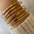 6Pcs/Set Trendy Gold Color Diamond Shape Glossy Bracelet Set of 6 for Women Jewelry