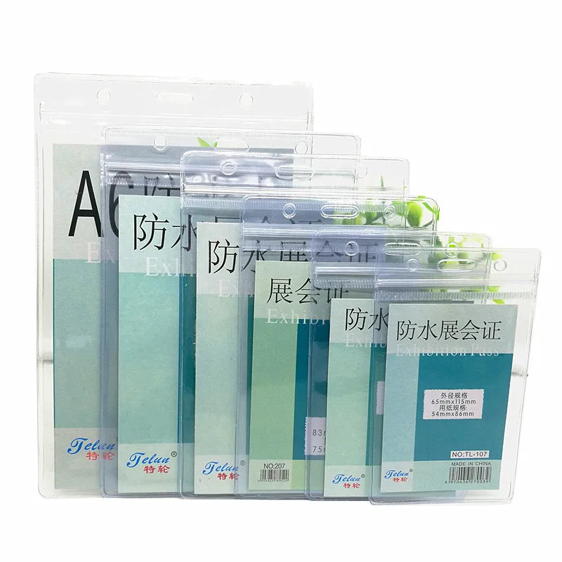 2.25*3.5" Clear Plastic ID Sleeve Pouch Horizontal Name Tag Name Badge ID Card Holders for Lanyard