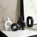 Nordic Modern Luxury Style Ceramic Vase Wabi-Sabi Black White Flower Arrangement Soft Home Decor for Model Room Desktop