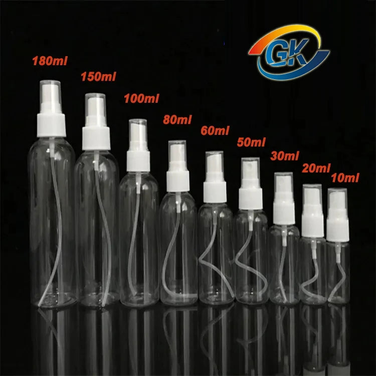 Wholesale Transparent Spray Bottle PET  Plastic for Cosmetic Perfume Toner and Alcohol Disinfection