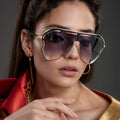 2025 QSKY Personality Metal Old Fashion Oversized Hollow One-piece Sunglasses Women butterfly Frame Shaped Sunglasses