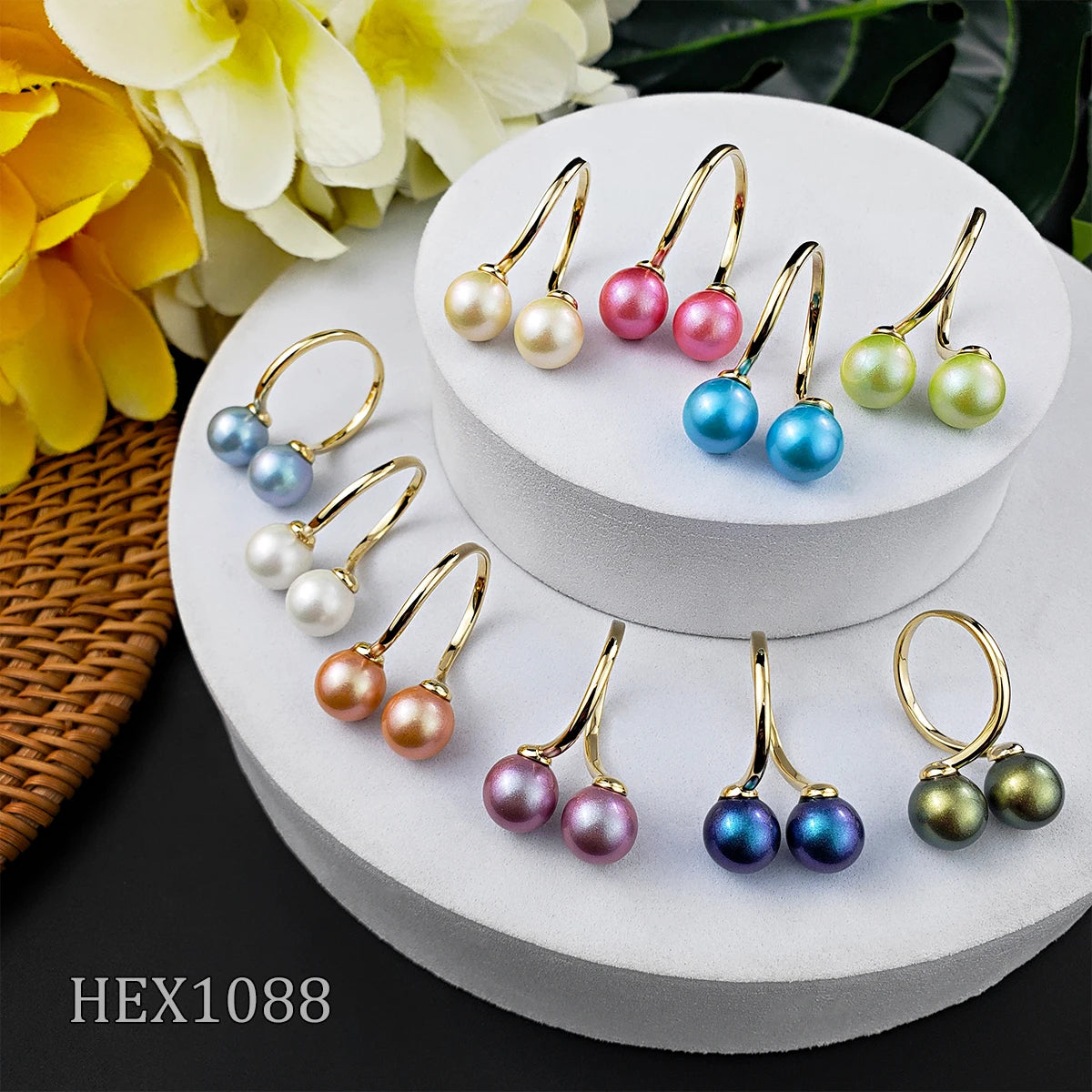 Hot Sale Hawaiian Adjustable Pearl Rings Gold Flower Ring Women Jewelry Custom Ring