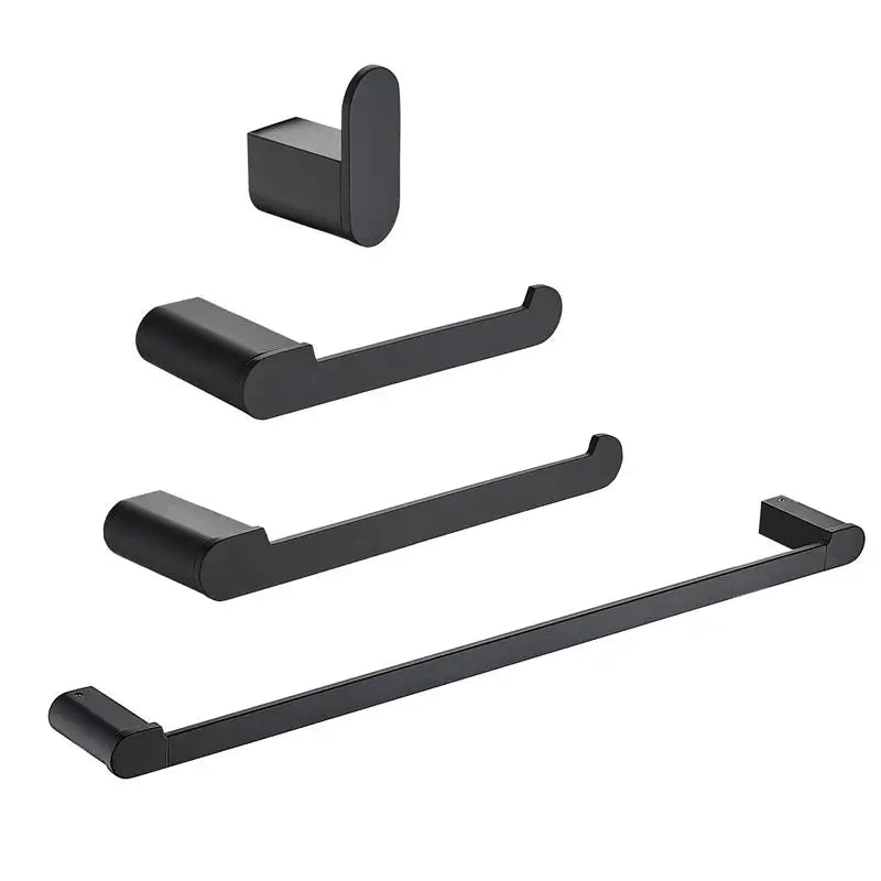 Black Towel bar Set 4 -piece Stainless Steel Bathroom Accessories Wall Mounted Home Towel Rack Toilet Paper Tissue Holder Set