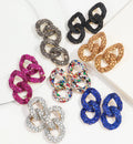 Luxury Earrings Colored Rhinestones Transparent Glass Party Fully Moissanite Diamond Shiny Chain Acrylic Earrings Women