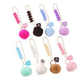 INS Heart Pearl Pompom Charm Keychain Mobile Phone Case Fluffy Puff Ball Earphone Pom Pom Pendant Bag Accessories Keychain