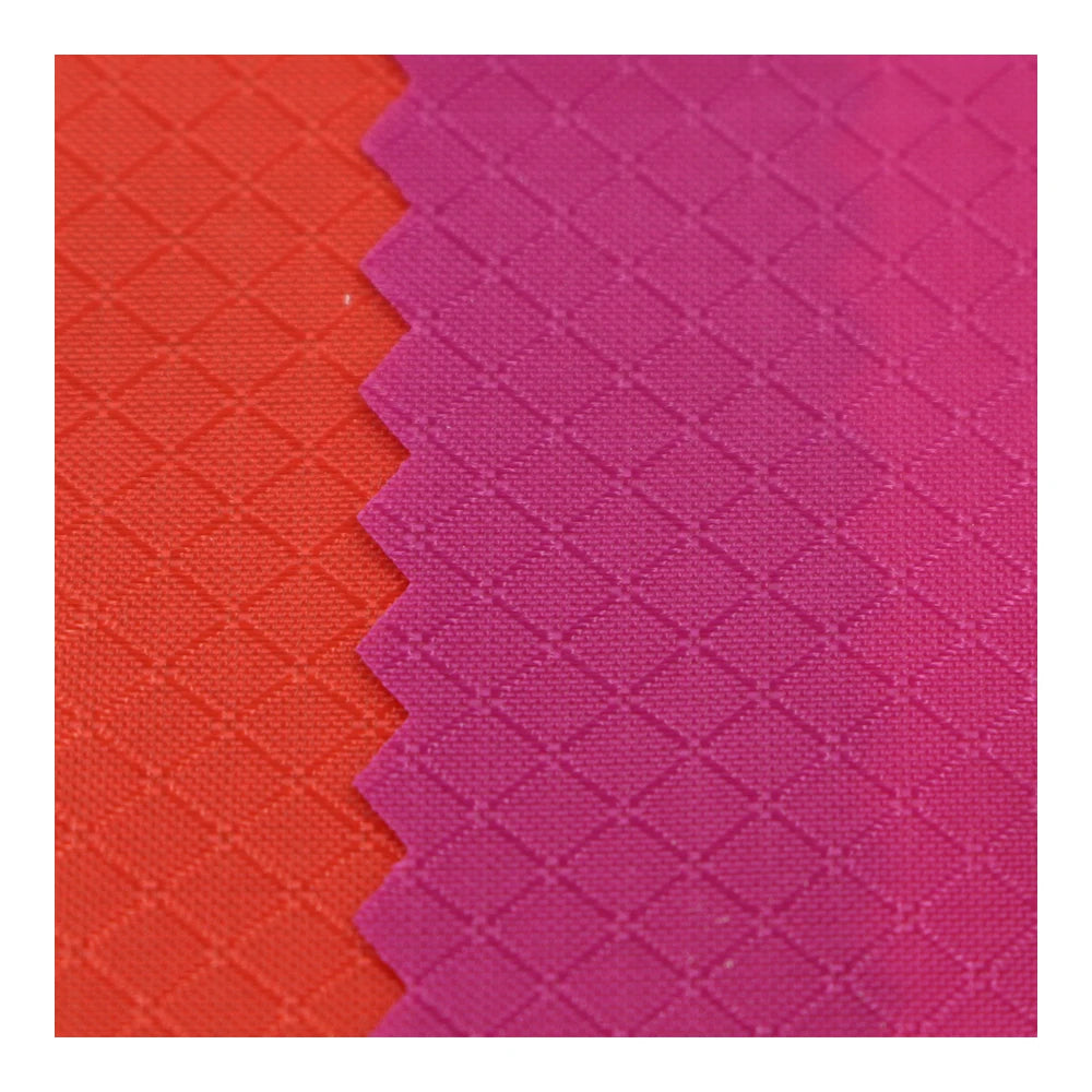 70D Small Diamond Jacquard Lightweight Waterproof Nylon Taffeta Ipstop Fabric with Pu Coated
