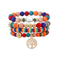 YL European American Bohemian Layered Natural Stone Beaded Bracelet Creative Life Tree Frosted Bead Multi-layer Women's Fashion