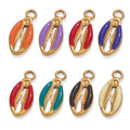 Stainless Steel Multicolour Enamel Cowrie Shell Charms Pendants for DIY Bracelets Necklace Jewelry Making Accessories