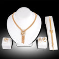 New Arrival High Quality Fashion Gold Alloy Necklace Rings Earrings Bracelet Wedding Women Jewelry Set