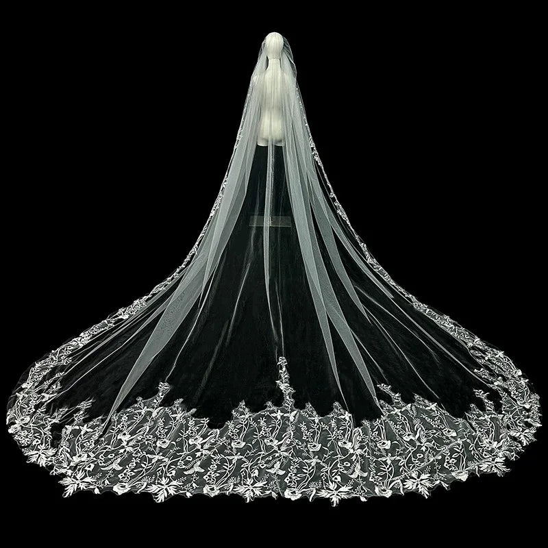 S7691F New Super Immortal Long Tail High -end High -level Lace Tail Bridal Veil Wedding
