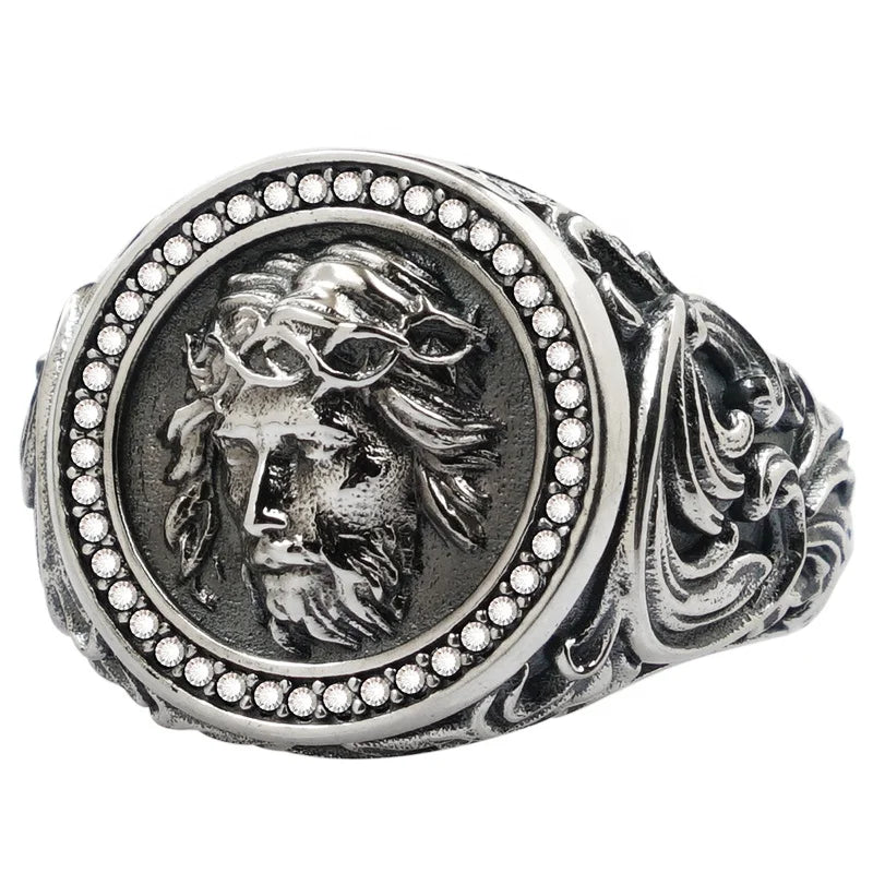 Plated Rings Fashion Vintage Jewelry Punk Men's Ring Gemstone Rings Gold Gift Orthodox 925 Sterling Silver New Zircon Geometric
