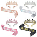 Hot-Sale Birthday Crown Headband With Foil Soft Satin Accessories Crystal Diamond Princess Crown for Girls Party Gifts