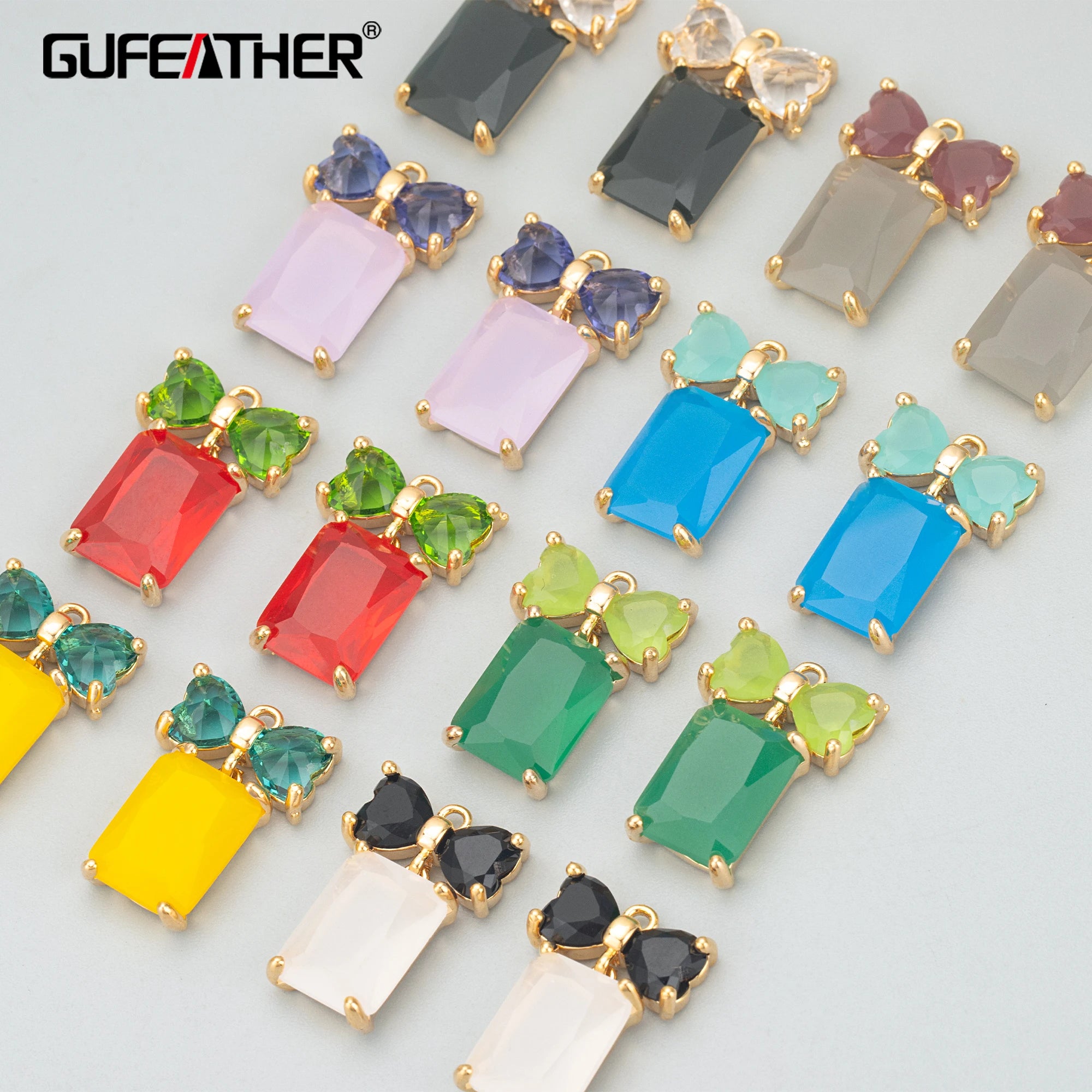 MD85 DIY Jewelry Accessories 18k Gold Plated Copper Glass Handmade Brass Findings & Pendants 4pcs/Lot
