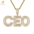 NUOYA Personalized Name Pendant Iced Out Baguette Cubic Zirconia Initial Letter Hip Hop Charm Pendant Jewelry Gift for Rappers