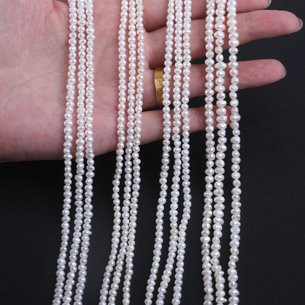 Hot Sale 3-3.5mm  Potato Shape White  Freshwater Pearl  Strand  Zhuji Pearl for Jewelry Making Wholesale