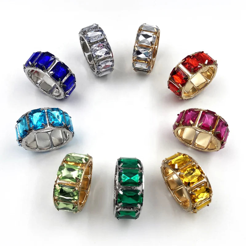 Colors Diamond Crystal Gold Silver Rhinestone Napkin Ring for Wedding Decoration