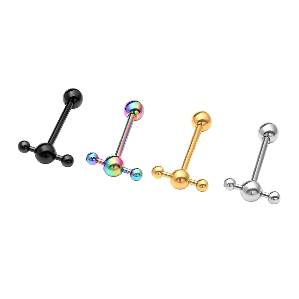PVD Plated Multicolor Stainless Steel Body Piercing Jewelry Simple Styles Tongue Straight Barbell Piercing Jewelry