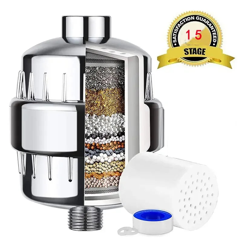 Universal 15 Stage Shower Water Purifier Filter Set Alkaline Shower Filter for Hard Water for Shower Filter Cartridge