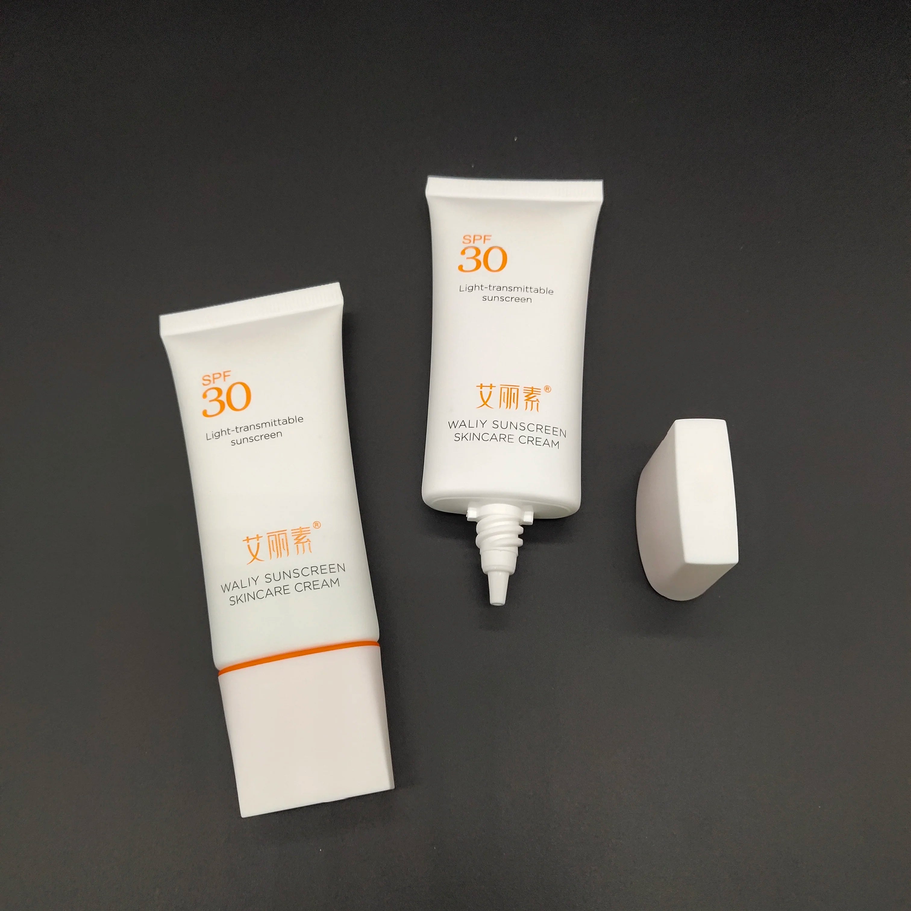 Custom 50ml PE White Soft Tube for Cosmetic Oval Sunscreen Packaging with Screen Printing Squeeze Type