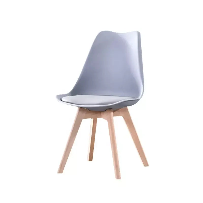 Modern Design Dining Room Furniture Chair White Grey Plastic Chairs Wood Legs Leather Dining Chair Beech Wood Legs