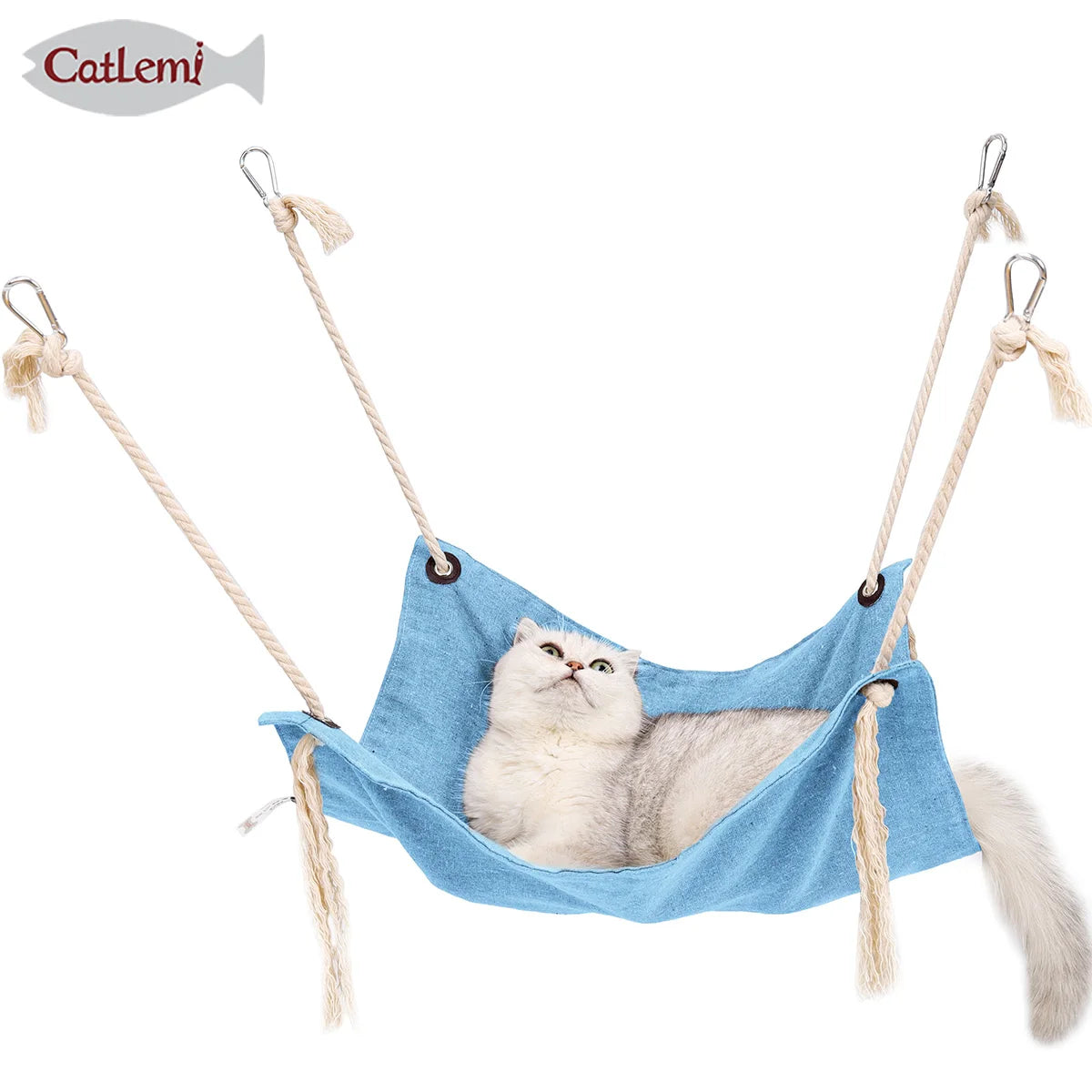 Hot Sale Luxury Linen Cat Hammock Small Animal Cage Bed with Tassels for Cats Summer Hanging Beds
