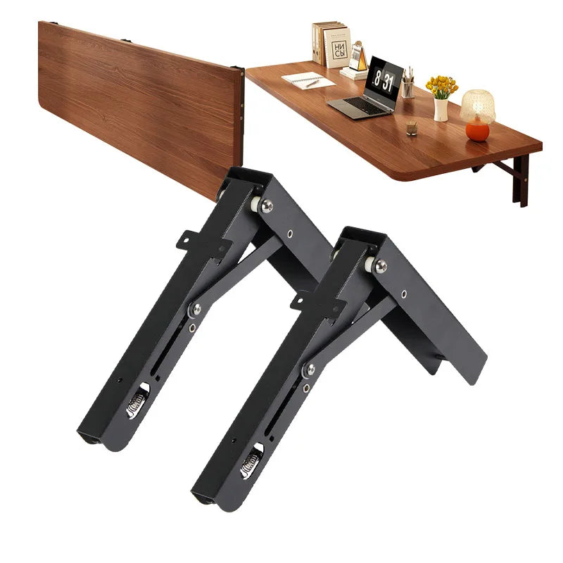 Heavy-Duty Metal Folding Desk Bracket Wall-Mounted Shelve Table Space-Saving RV Workbench Support for Bedroom Living Room DIY