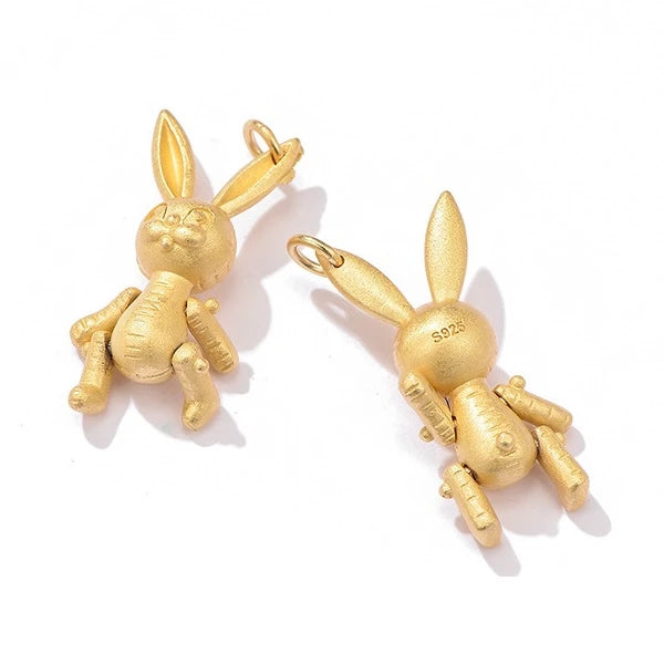 Funny Bunny 925 Sterling Silver Necklace Pendants Charms Jewelry
