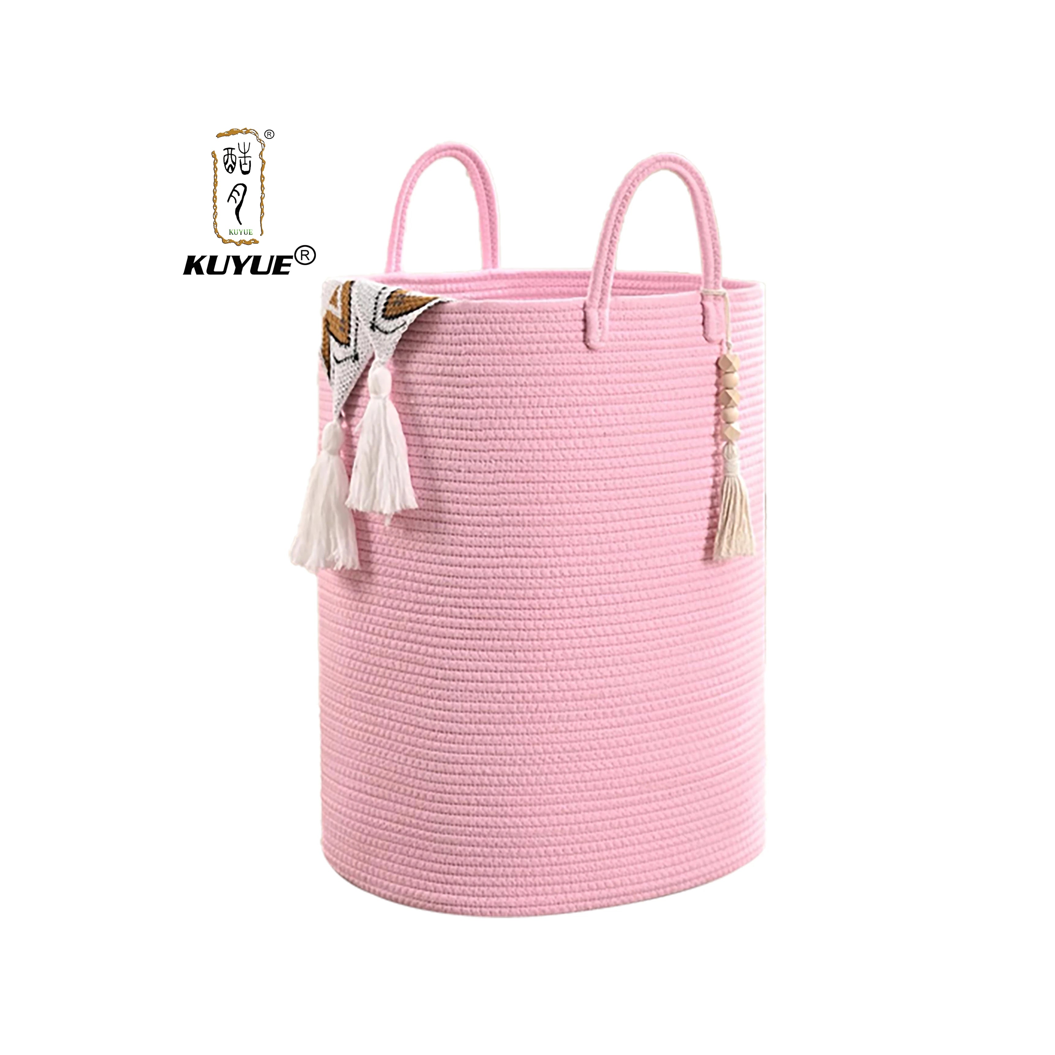 KUYUE Woven Laundry Basket for Clothes Rectangle Laundry Hampers Nursery Storage Basket for Toys Tall Dirty Clothes Hamper.