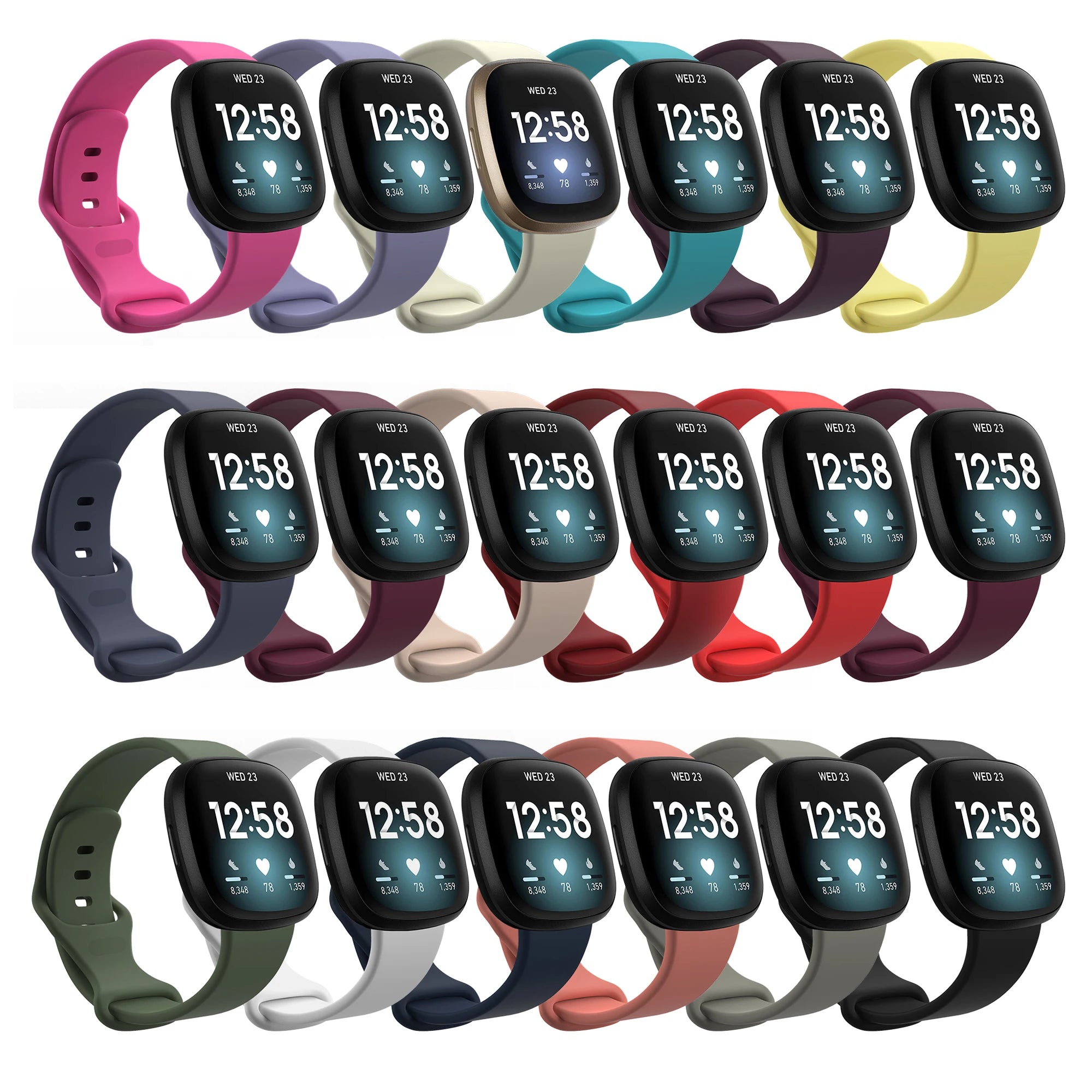 IVANHOE for Fitbit Versa 3 Watchband Silicone Strap for Versa3 / Sense Bracelet Band Smart Watch Sport Replacement Wristband