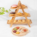 Hotel Kitchen Supplies Three-layer Rectangular Tray Shelf Wooden Detachable Fruit Cake Dessert Tray