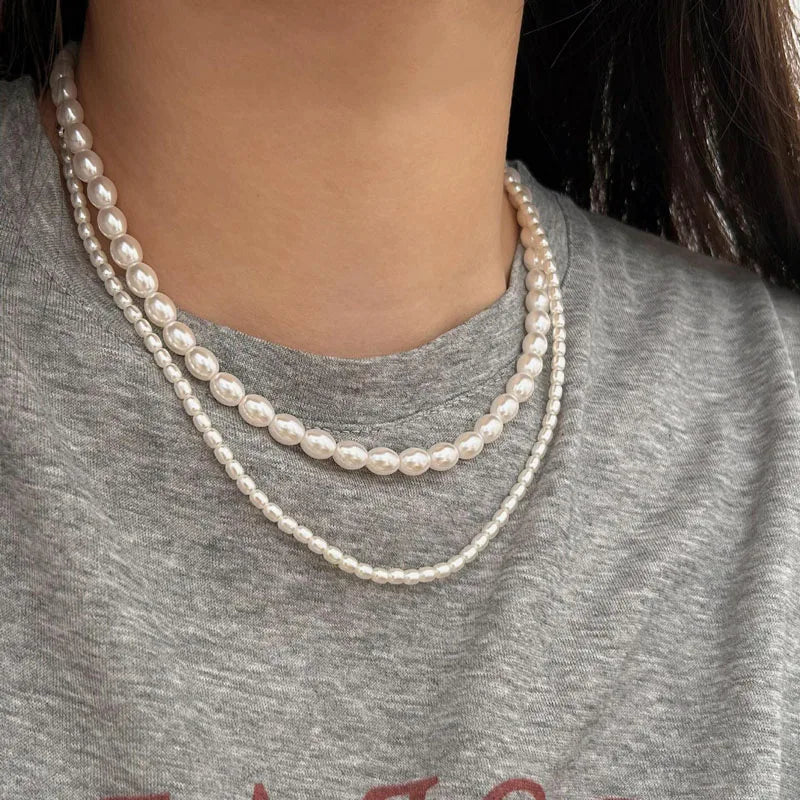 1 Piece Factory Wholesale Handmade 925 Sterling Silver Simulated Pearl Beaded Necklace for Women Fine Jewelry