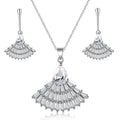 925 Sterling Silver Gold Plated Zircon Necklace and Earring Set for Wedding Party Engagement Gift