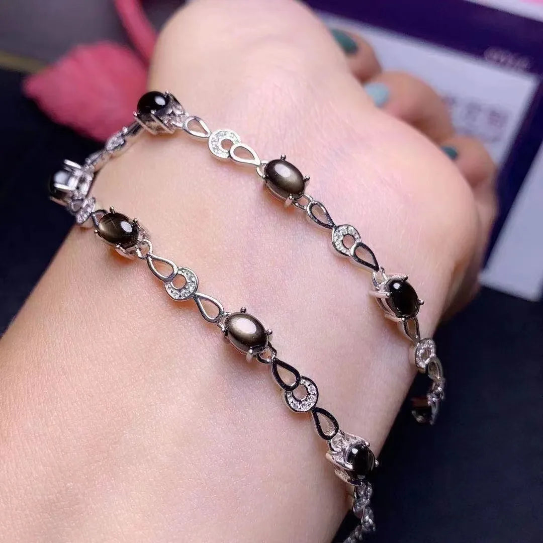Wholesale Fashion Rosary Catholic Gemstone Healing Adjustable 925 Silver Natural Sapphire Jewelry Bracelet