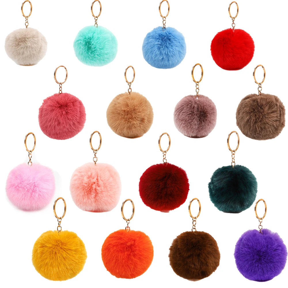2025 Hot Sale Cheap Simple Style Fur Ball Key Rings Fluffy Cute Bulk 8cm Faux Fur Pom Pom Keychain