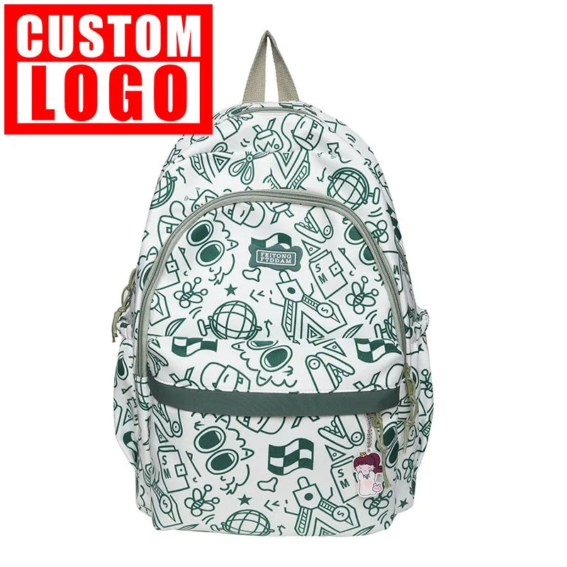 New Fashion Large Capacity Backpack Korean Style Graffiti Print Bookbags Ultra-light Shoulder Bag