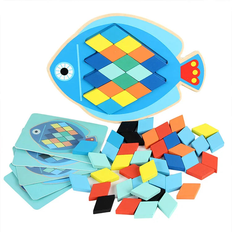 Factory Wholesale Kids Owl Fish Assemble Board Game Animal Sorting Blocks Toy