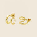 LOZRUNVE Sterling Silver 925 Hawaiian Jewelry Designer Smooth Minimalist Double Gold Hoop Earring