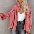 Denimblue US CA Luxury Stylish Femme Woman Fall Winter Warm Oversized Shirt Shacket Denim Jean Jackets for Ladies Women