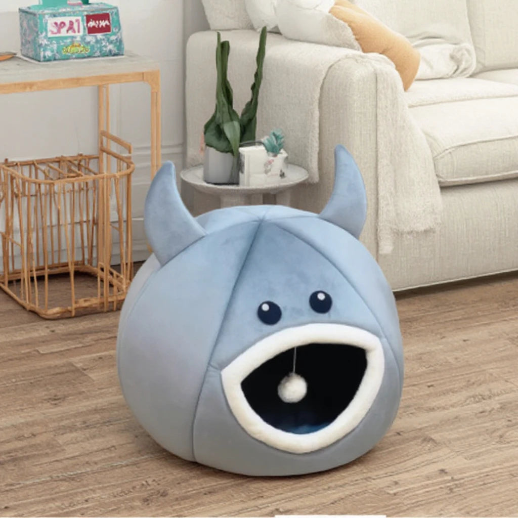 Luxury Rectangle Pet Cave Super Soft Comfortable Removable House for Cats Small Dogs Winter Sale Cat Bed Animal Print