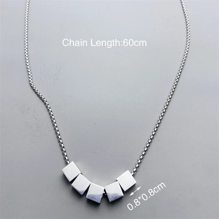 Wholesale Fashion Titanium Steel Trendy Hip-Hop Simple Design Geometric Square Pendant Necklaces