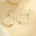 Waterproof Stainless Steel Heart Charm Shell Pearl Beaded Bracelets for Women Fine Jewelry Tennis Adjustable Bracelet