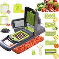 Household Multifunctional Adjustable Mandoline Slicer Shredder 12 in 1 Vegetable Cutter with Drain Basket