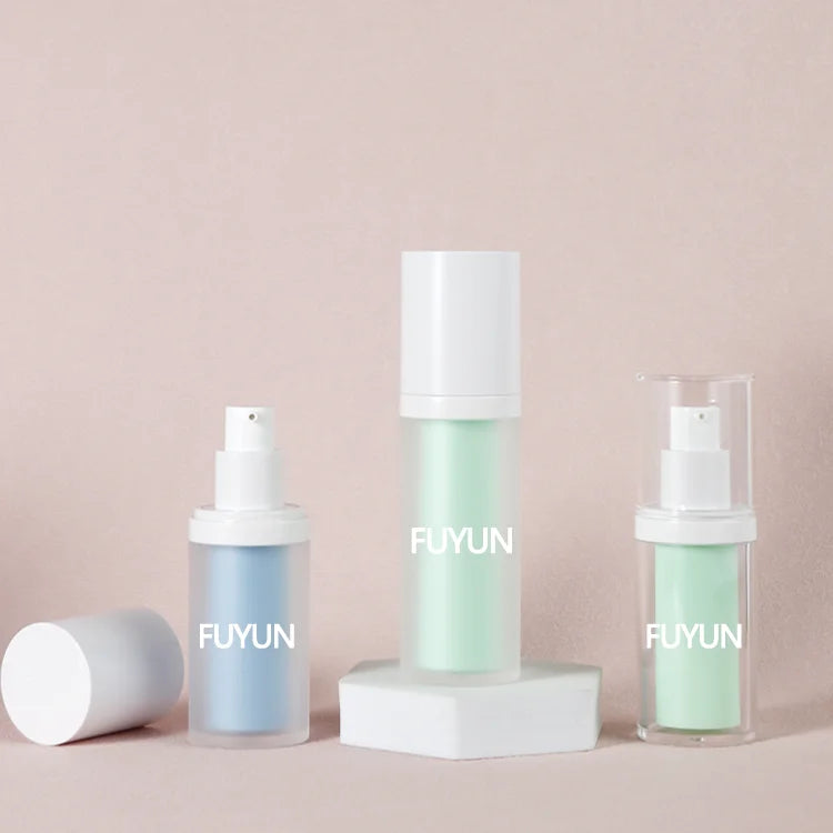 Fuyun 15ml 30ml New Design Airless Pump Bottle for Body Cream Plastic Airless Cosmetics with Easy Open End